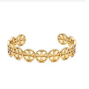 Tory Burch Gold Logo Cuff Bracelet (18k Gold-Plating) (NWT)